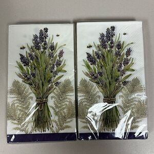 Fresh Lavender Floral Bouquet White Purple Set of 15 x 2 Guest Size Napkins